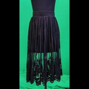 Black Lace Overlay Skirt, Camisole, Dark Academia Vibe